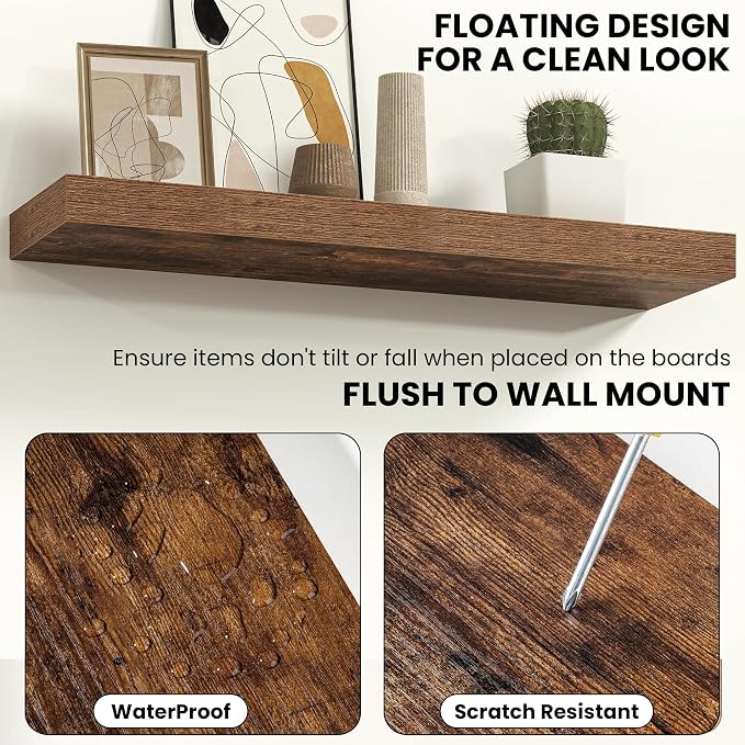 Fun Memories 72 Inch Fireplace Mantel Shelf, Deep Floating Shelves - Image 4