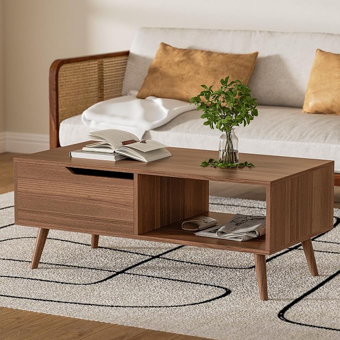 DIYART Brown Coffee Table, Mid Century Modern Coffee Table by DIYART