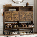 BORNOON Shoe Cabinet with 4 Flip Drawers Narrow Shoe Storage Cabinet Organizer by BORNOON