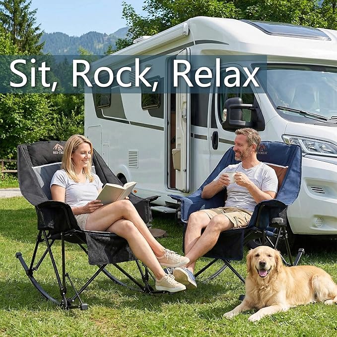 400lbs Rocking Camping Chair, Oversized Heavy Duty XL Folding Rocker - Image 5