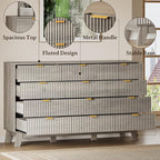 BORNOON 57" Wide Dresser for Bedroom, 12-Drawer Fluted Dresser - Image 4