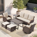 MELLCOM 7 Piece Patio Furniture Set Wicker Patio Conversation Set Rocking by MELLCOM