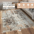 4x6 Area Rugs for Living Room Washable Bedroom Dining Room Brown Beige | Modern - Image 2