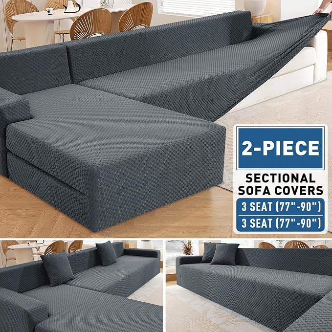 ZNSAYOTX Sectional Couch Covers, Stretch Jacquard Slipcovers - Image 4