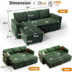 Sunny Heart 82" L Shaped Sectional Sleeper Sofa Bed - Image 2