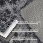 Tie-Dyed Runner Rug for Bedroom Black Grey 2x8ft Fluffy Area Rug Bedside Runner - Image 3