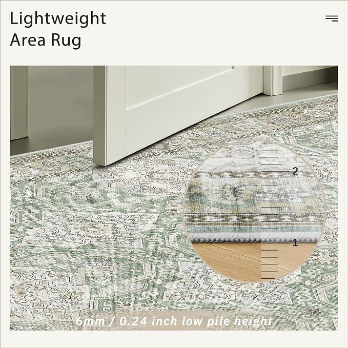 Soalmost 4x6 Area Rug for Living Room, Washable Rugs Non-Slip, Thin Foldable - Image 7