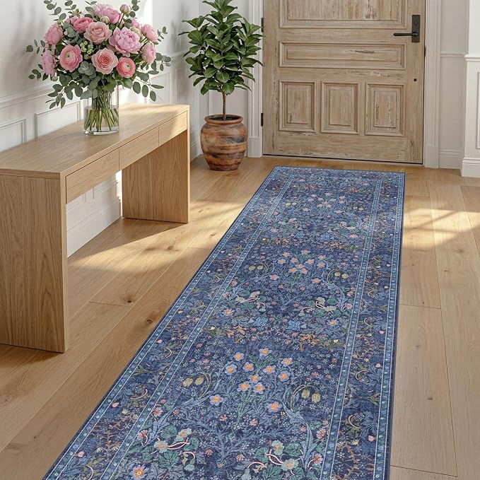 Non Slip 2x6 Dark Blue Kitchen Runner Rug - Image 4