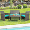 SUNLEI 4-Piece Outdoor Patio Furniture Set, Rattan Chair Wicker Conversation Set by SUNLEI