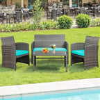 SUNLEI 4-Piece Outdoor Patio Furniture Set, Rattan Chair Wicker Conversation Set by SUNLEI