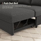 HONBAY Sectional Couch with Pull Out Bed, U-Shaped Sectional Sleeper Sofa with - Image 4