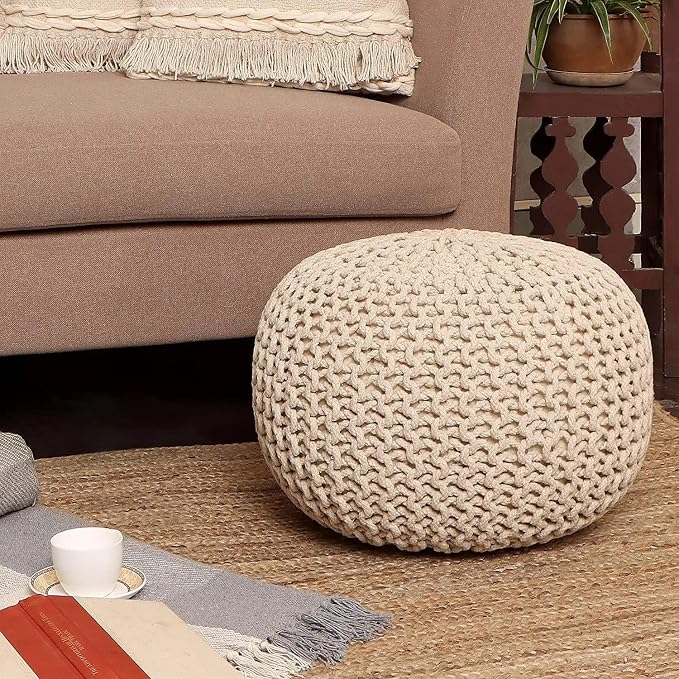 · REDEARTH · Round Pouf Ottoman - Image 2