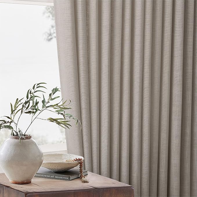 102 Inch Long Curtains Pinch Pleat Linen Curtains Burlywood Birch | Tan Brown - Image 8