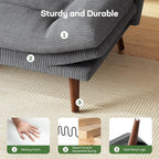 Marsail 66" Futon Sofa Bed, Convertible Corduroy Futon Couch - Image 7
