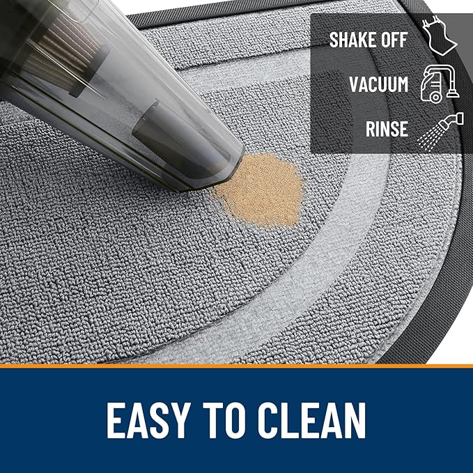 OLANLY Half Circle Front Door Mat Outside 71x23 All-Season Rubber Doormat | Ash - Image 5