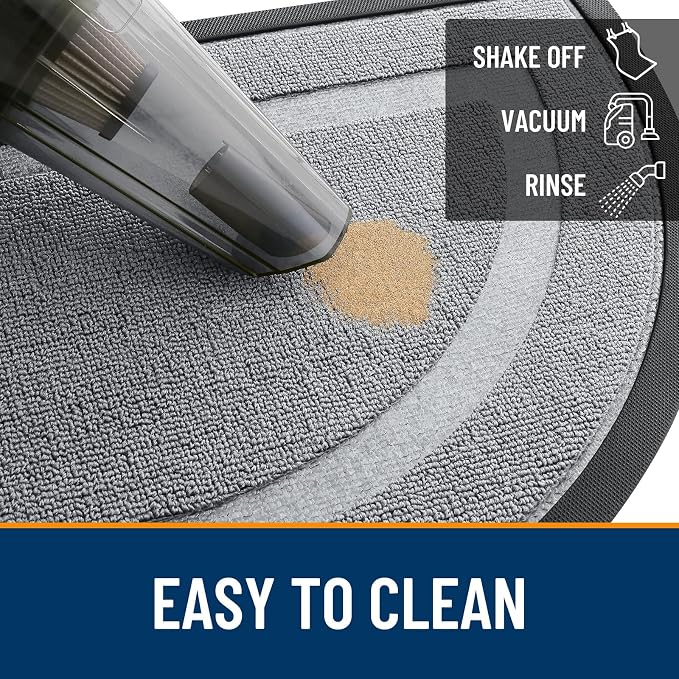 OLANLY Half Circle Front Door Mat Outside 47x23 All-Season Rubber Doormat | Ash - Image 5