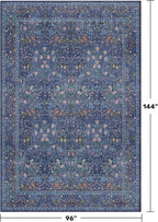 Boho 8x12 Washable Dark Blue Rug - Image 2
