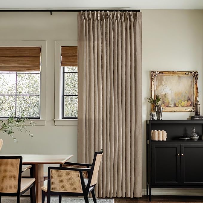 94 Inch Light Filtering Pinch Pleated Linen Curtains by Twodrapes
