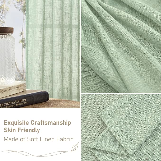 Semi Sheer Linen Curtains 45 Inches Long - Image 6