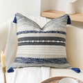 Navy Dark Blue Decorative Throw Pillow Cover 20x20 Square Boho Accent by BlissBlush