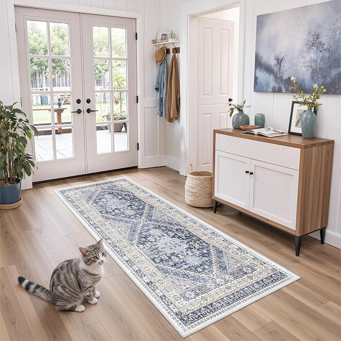 2x6 Runner Rug Non Slip, Washable Hallway Runner Rug, Nursery Room, Soft Runner by Zesthome