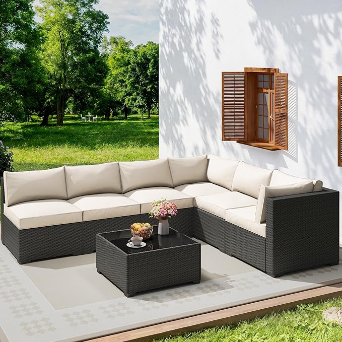 olimix 7 Piece Outdoor Patio Furniture Set, Outdoor Sectional Furniture - Image 2