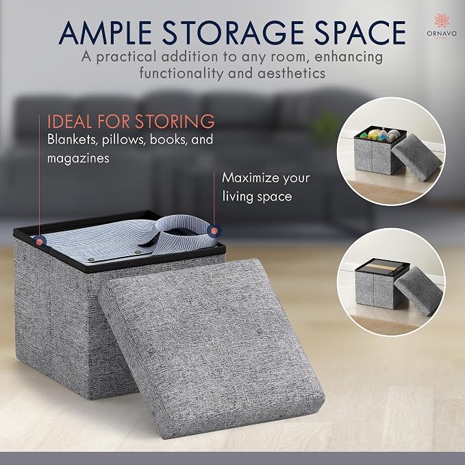 Ornavo Home Small Storage Ottoman, - Image 3