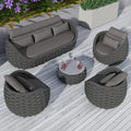 TWT Outdoor Patio Furniture Set, 5 Pieces Aluminum Sectional Sofa, Metal Patio by TWT