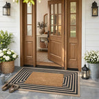 Lahome Enfys Modern Geometric Easy Jute Outdoor Rug, 3x5 Black Washable Kitchen - Image 2