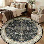 RELEANY Washable Area Rug, Round 6ft, Water Repellent, Pet Friendly, Vintage - Image 2