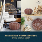 Marrakesh Gallery Genuine Leather Round Pouf Unstuffed - Image 10