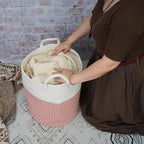 XUANGUO Cotton Rope Laundry Basket Hamper - Image 3
