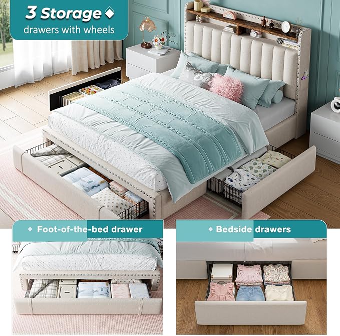 EnHomee Upholstered Full Bed Frame - Image 3