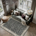 3x5 Black Beige Vintage Floral Washable Area Rug by HUGEAR