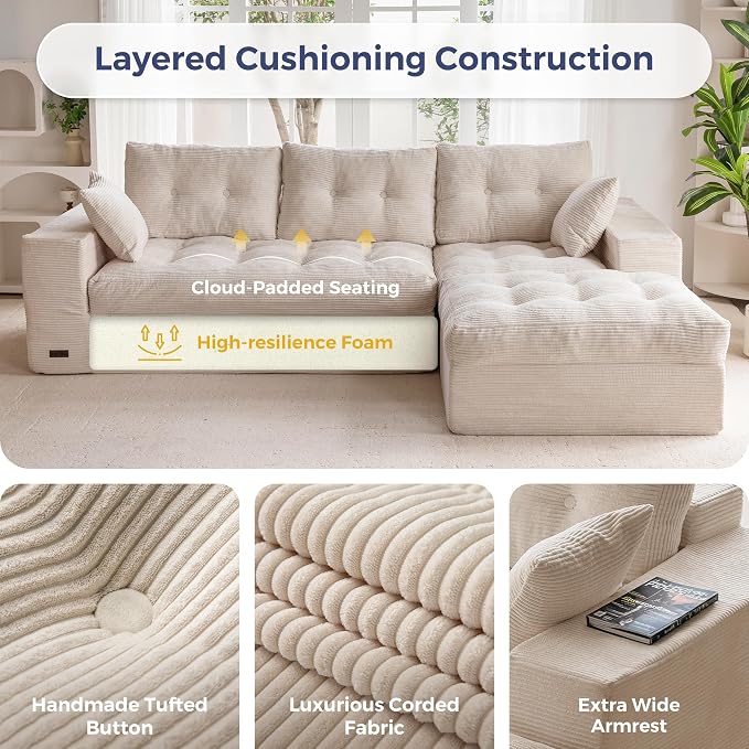 MAXYOYO 104" L Shaped Modular Sectional Sofa - Image 5