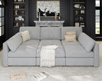 Oversized Modular Sectional Sleeper Sofa, Solid Wood Frame, Removable Washable by Kalafini