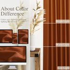 Rust Linen Curtains for Living Room 120 Inches Long Light Filtering Semi Sheer - Image 3