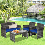 Goplus 4-Piece Rattan Patio Furniture Set, Outdoor Wicker Conversation Sofa - Image 6