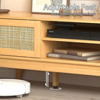 Boho TV Stand for 55 65 Inch TV, Rattan Entertainment Center - Image 5