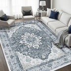 RELEANY Washable Area Rug, Water Repellent, Pet Friendly, Vintage Floral Boho by RELEANY
