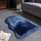 AMTOVO Faux Fur Rug, Dark Blue Small Area Rug, Fluffy Sheepskin Rug, Fuzzy - Image 4