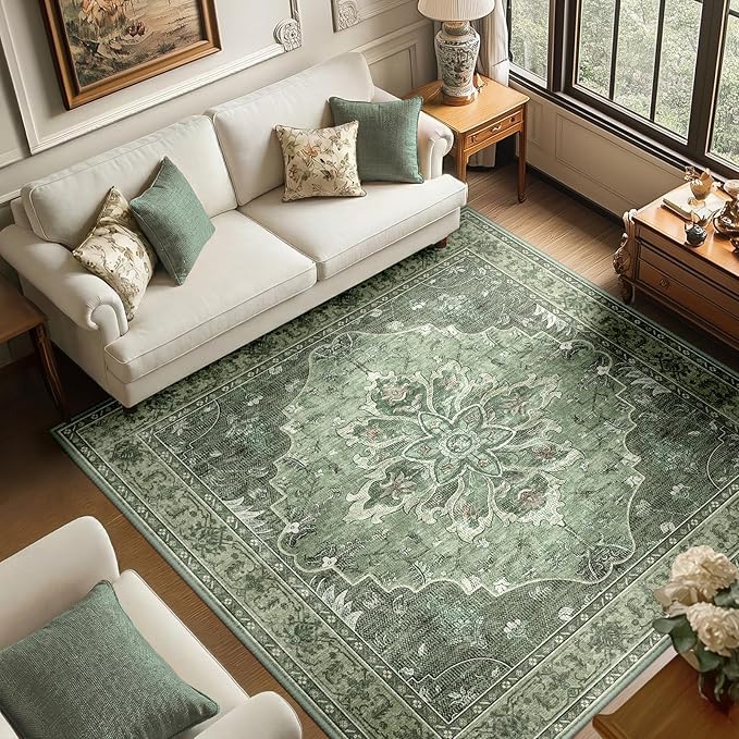 RELEANY Washable Area Rug, Square 6'x6', Water Repellent, Pet Friendly by RELEANY