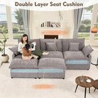 GOSUHI 108" U Shaped Couch, Modular Sectional Sofa, 3-Seater Comfy Cloud Couch - Image 4