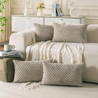 Set of 4 Taupe Decorative Throw Pillow Covers 12x20 Inch Corduroy Pillow Covers by Cozoomy