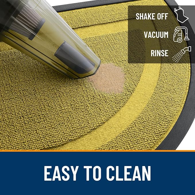 OLANLY Half Circle Front Door Mat Outside 47x23 All-Season Rubber Doormat | - Image 5