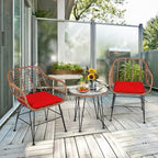 Tangkula 3 Pieces Patio Conversation Bistro Set, Outdoor Wicker Furniture - Image 2