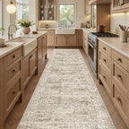 Soalmost Washable Runner Rug 2'6"x8' Kitchen Hallway Runners Brown | Soft - Image 2
