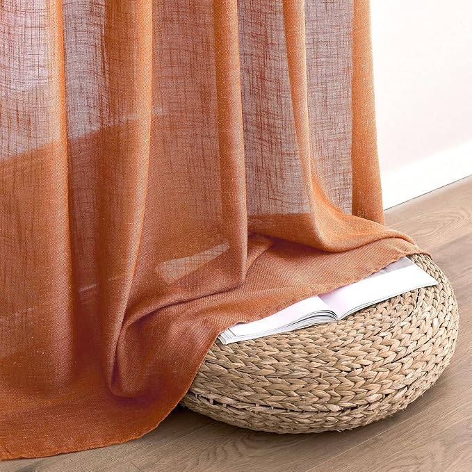 MIULEE Orange Fall Linen Curtains 52x90 Inch 2 Panels - Image 6