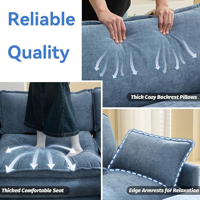 76'' Cloud Deep Seat Loveseat, Upholstered Chenille Modular 2-Seats Sectional - Image 5