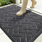 OLANLY Front Door Mat Outside 35x23, All-Season Absorbent Rubber Doormat | Grey by OLANLY